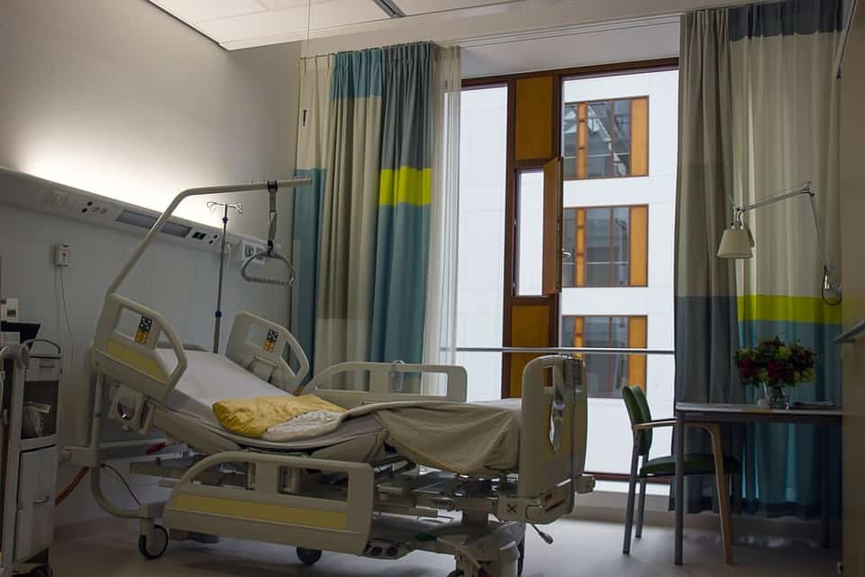 hospital room with bed
