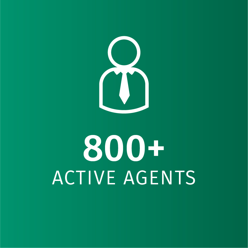 800+ active agents